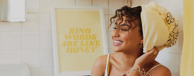 Daniella Perkins using the Sun Bum T-Shirt Hair Towel