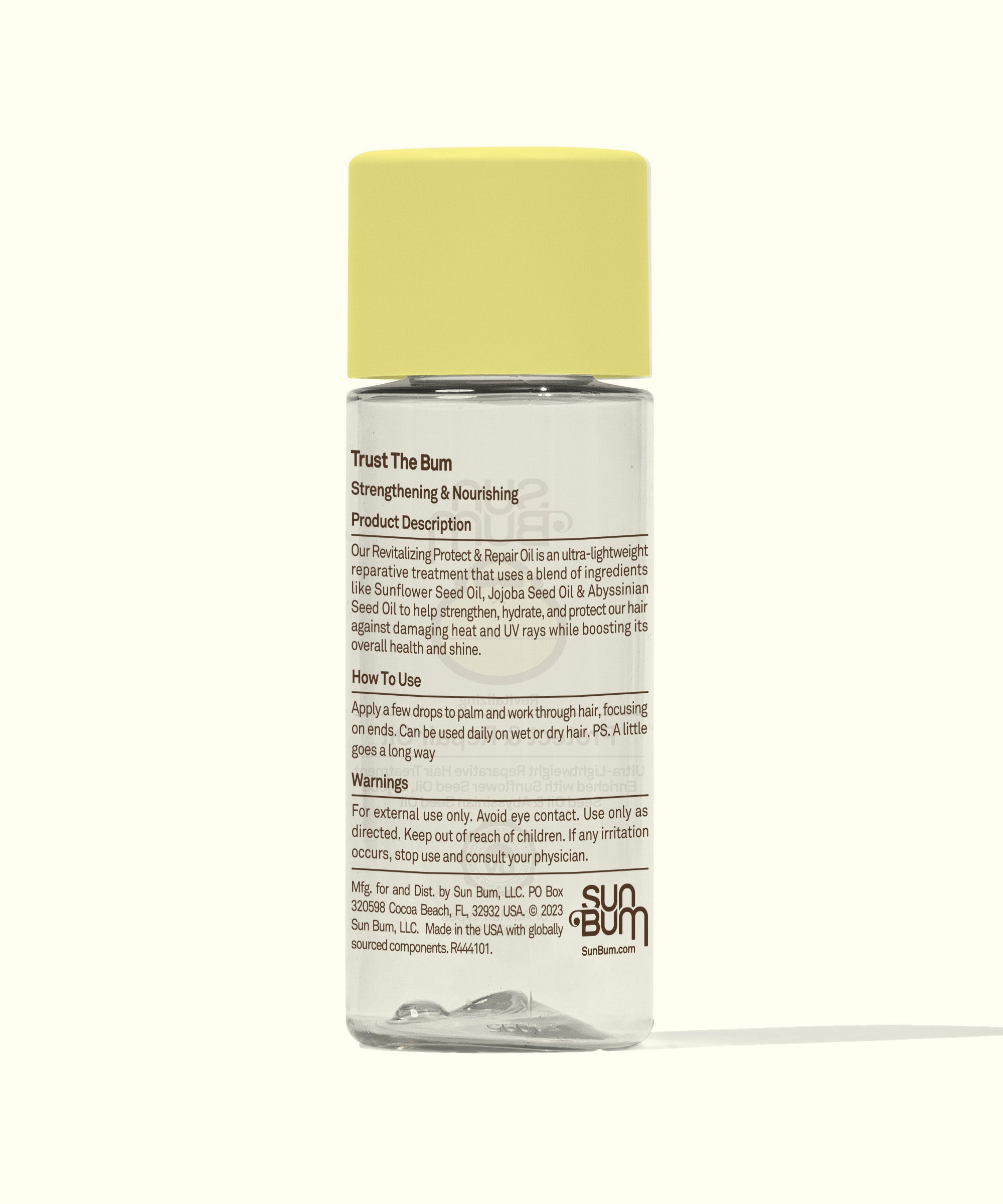 Lightweight reparative hair oil with nourishing ingredients like Sunflower and Jojoba Oils to protect and strengthen hair, from Sun Bum.