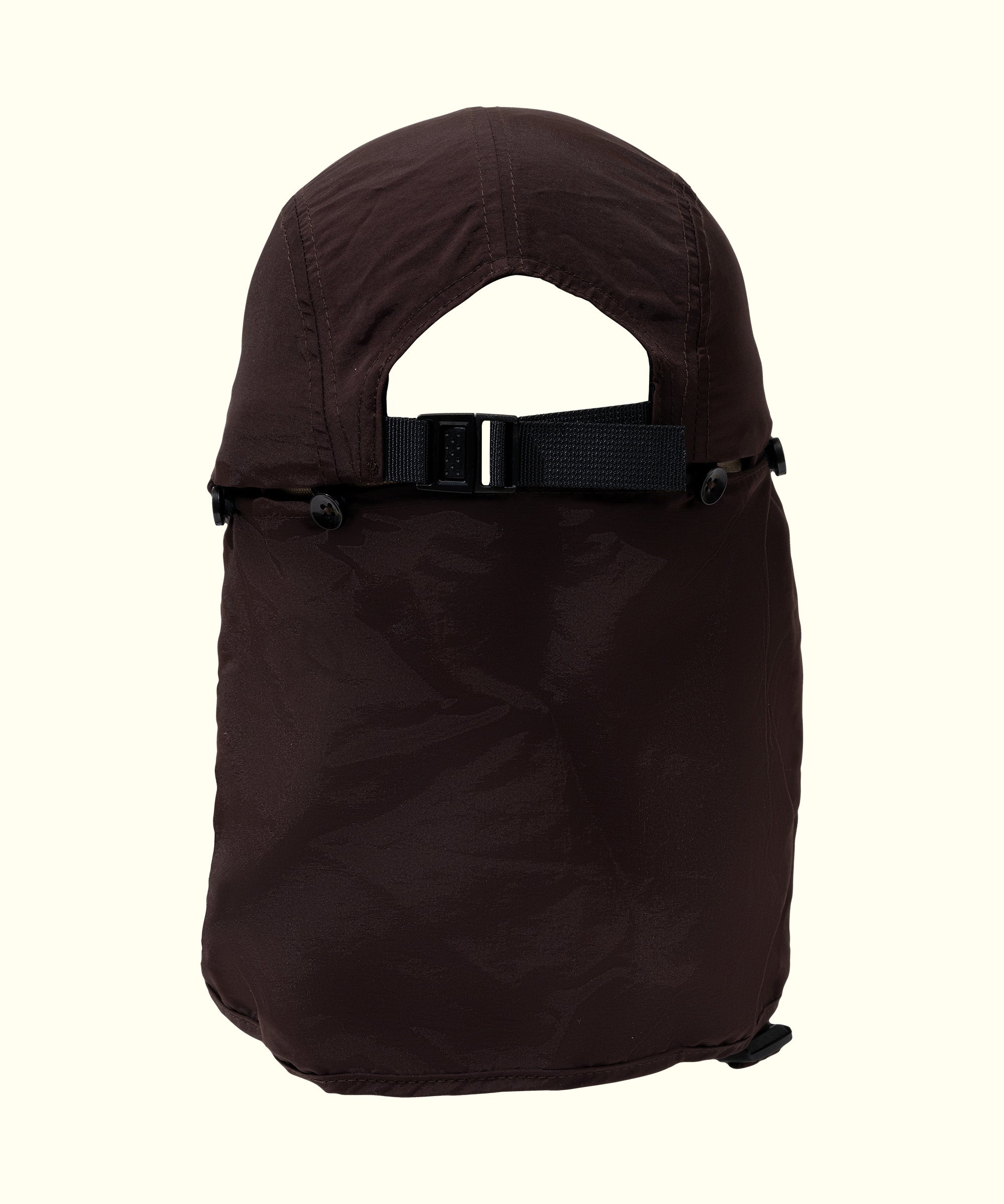 Black balaclava with a strap on a white background