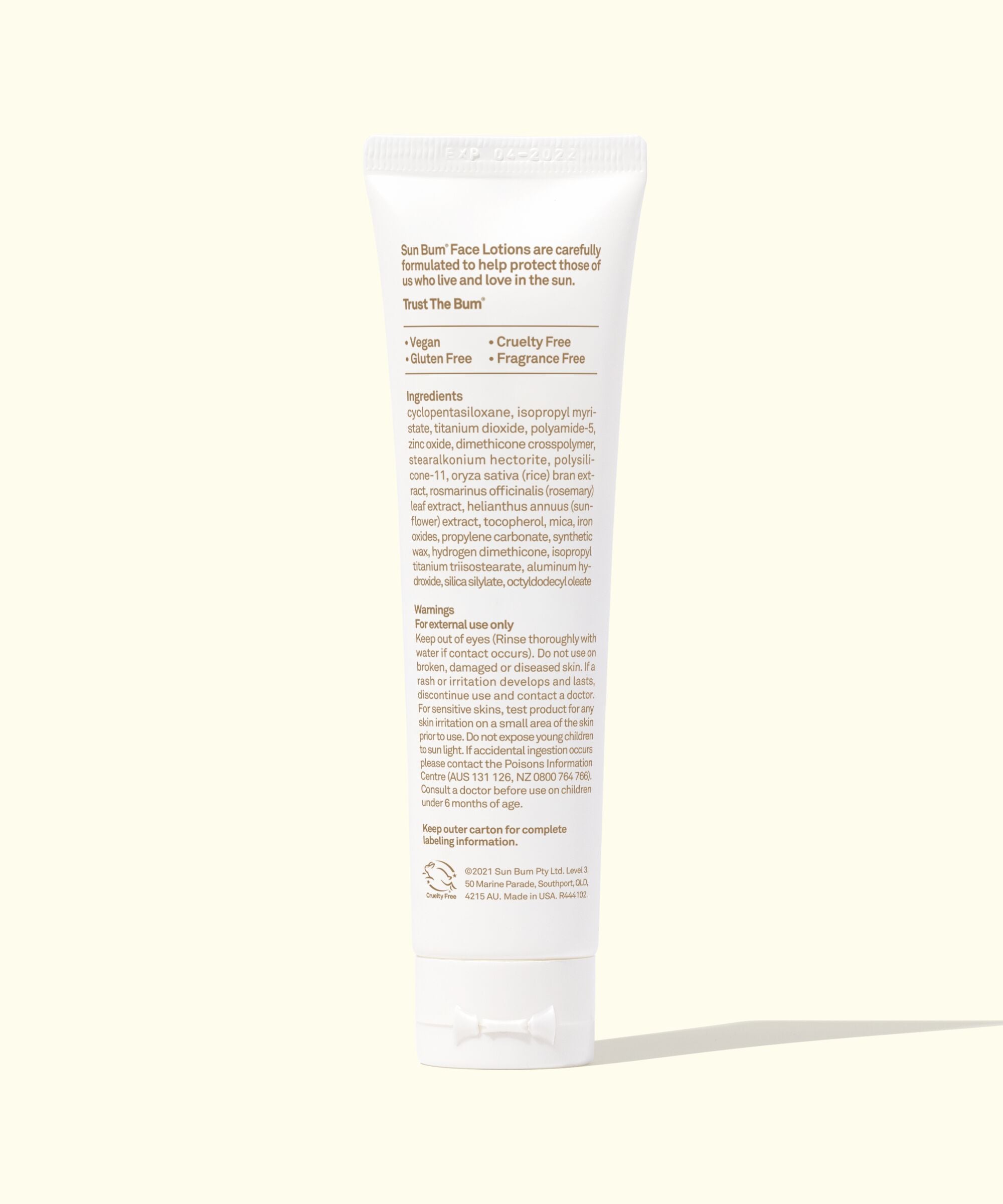 Mineral SPF 30 Tinted Sunscreen Face Lotion, fragrance-free formula that glides on smoothly, acts as a lightweight primer, and leaves a matte finish. Sun Bum.