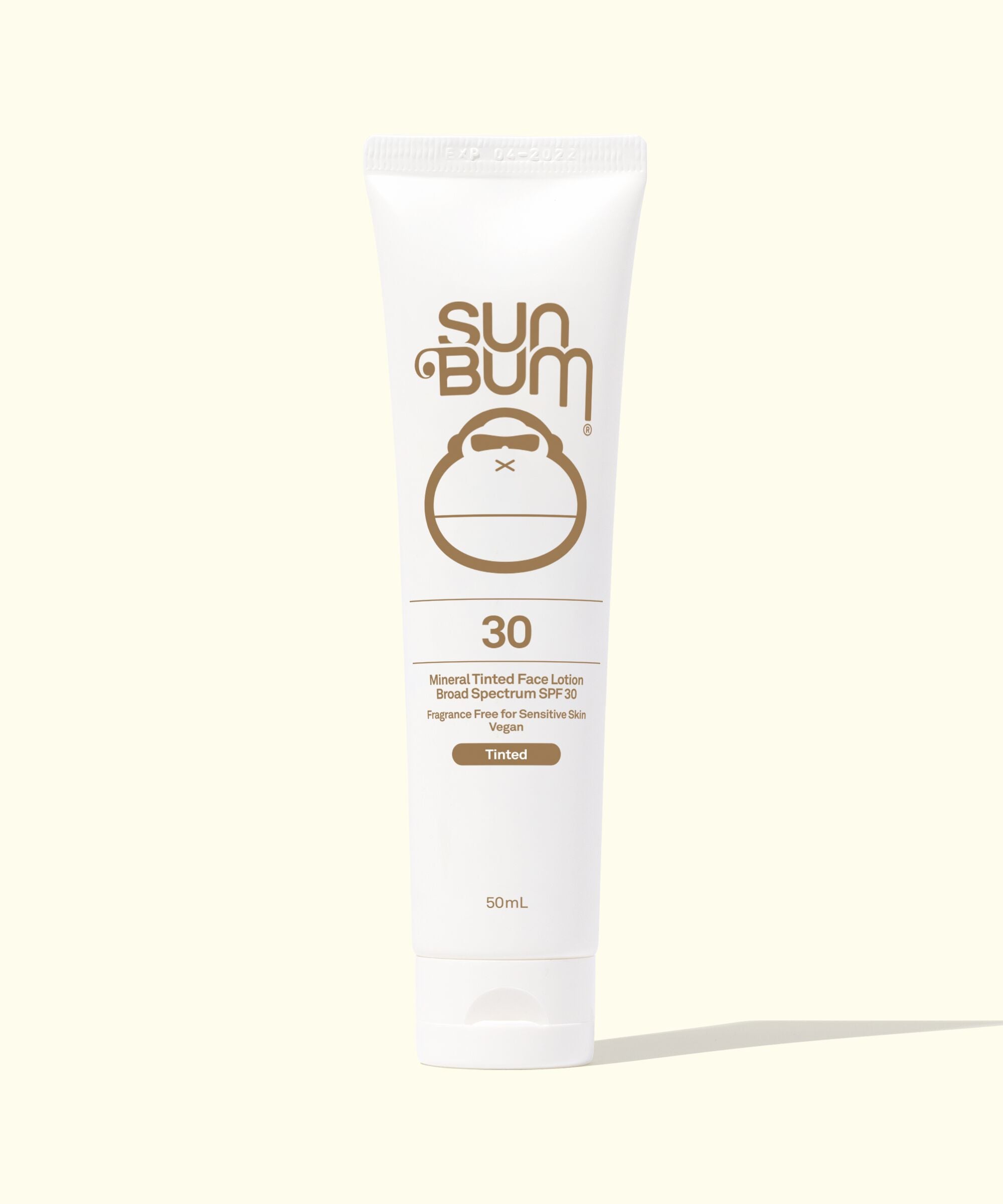 A tube of Sun Bum mineral-based sunscreen face lotion with an SPF 30 rating. The tube is white with the brand logo and product information printed on it.